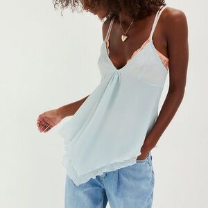 FREE PEOPLE SEEING DOUBLE LAYERED RUFFLED CAMI S M